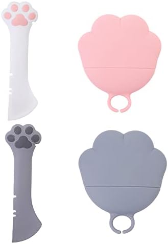 GENERIC Pet Food Can Spoon,Can Covers Universal Size Feeding Pet Food Spoon Reusable Silicone Multifuctional Cat Dog Tin Opener(4Pcs,Grey&Pink)