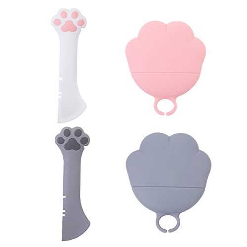 GENERIC Pet Food Can Spoon,Can Covers Universal Size Feeding Pet Food Spoon Reusable Silicone Multifuctional Cat Dog Tin Opener(4Pcs,Grey&Pink)