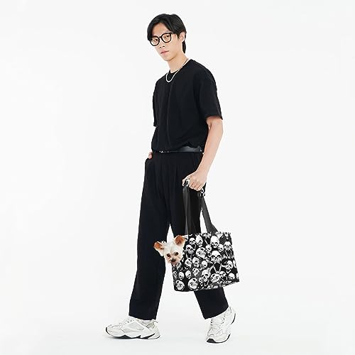  Mqgmz Skull Background Print Pet Carrier Tote Bag With Pocket Safety - Amazing Design
