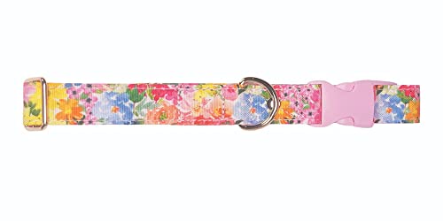  Steel Mill & Co Adjustable Dog Collar With Quick Release Buckle, Heavy Duty Canvas, Cute Floral Dog Collars For Medium And Large Dogs, Summer Garden