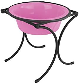  Platinum Pets Bistro Single Diner Feeder With Stainless Steel Dog Bowl, Small, Silver Vein