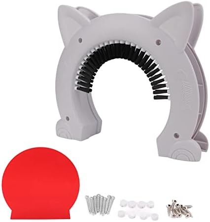 Cyrank Interior Cat Door, Pet Doors For Cats Cat Door Hides Litter Tray With Stainless Steel Grooming Brush For Cats - 22.5x26.5x5.5cm(White)