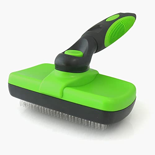  Self Cleaning Pet Slicker Brush Dogs Cats Grooming Brush Deshedding Tool For Cats Dogs With Short To Long Hair (Color : Green+Black)