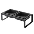  Yamazaki Home Tower Steel And Ceramic Pet Food Stand | 2 Bowls For Food And Water | Feeder For Small Cats And Dogs | Non-Slip - Tall - 1.25 Cups, 300 Milliliters Per Bowl