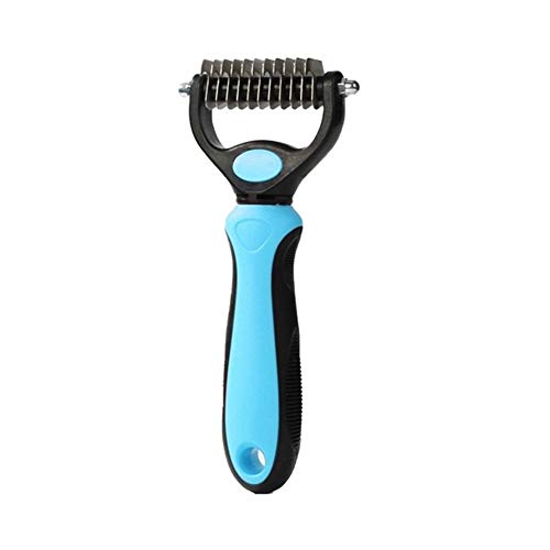 YangYan Dog Cat Trimmer Comb Rake Pet Fur Knot Cutter Remove Rake Comb Pets Brush Dematting Grooming Deshedding Tool (Color : Blue, Size : S)