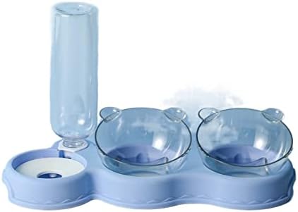  AYENCI Cat Automatic Water, Automatic Feeder Cat Bowl Pet Dog Bowl With Water Fountain Bottle Feed Water Feeder Bowl For Cats Food Feeer Dish Container (Color : Blue)