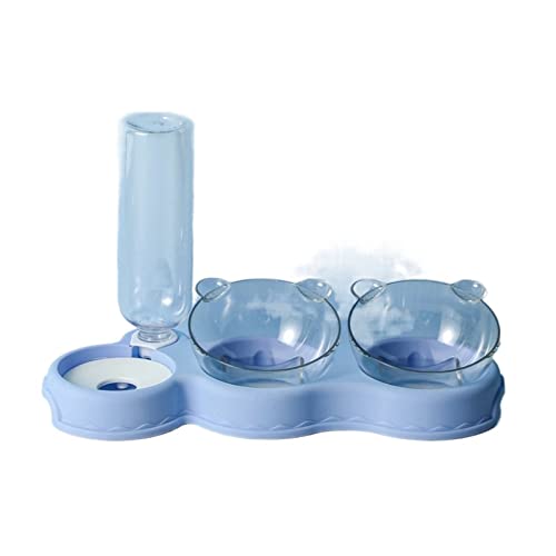  AYENCI Cat Automatic Water, Automatic Feeder Cat Bowl Pet Dog Bowl With Water Fountain Bottle Feed Water Feeder Bowl For Cats Food Feeer Dish Container (Color : Blue)