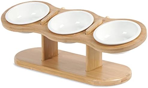  CILXGQLN Elevated Cat Bowls Raised Cat Food Bowls, 15° Tilted Pet Bowls For Cats Puppy Small Dogs, Raised Dog Bowl Stand Feeder Adjustable Dog Cat Food Water Bowls Stand With 3 Stainless Steel Bowls