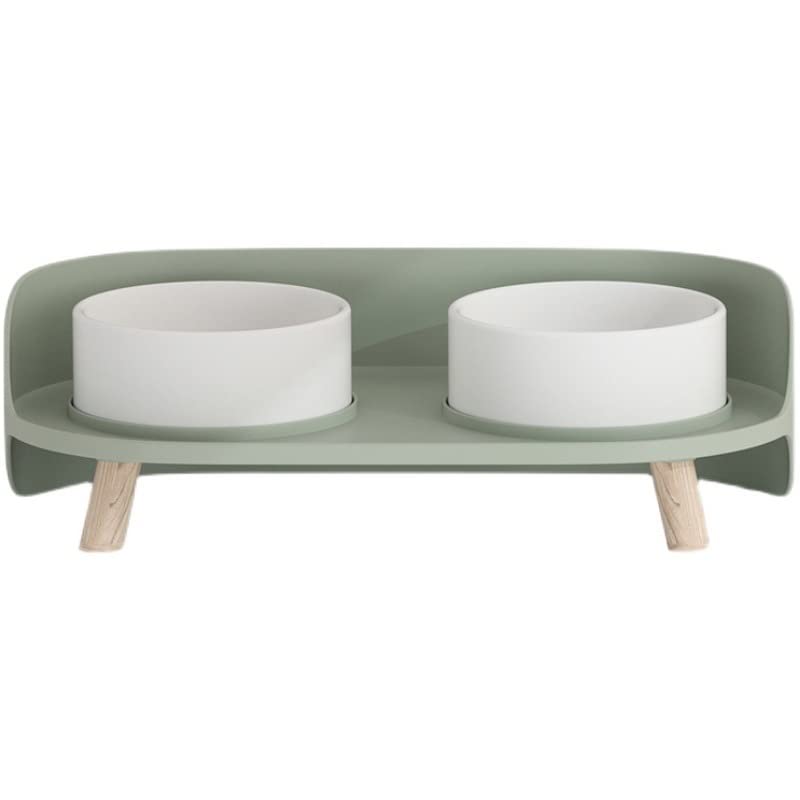  A4DOG Dog Bowl, Small Dog For Food And Water Elevated Ceramic Dog Bowls With Stand Raised Dog Cat Bowl Set Splash Proof Dog Water Bowl Dog Feeding Station For Small Medium Dog, Cat, Puppy Green