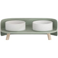  A4DOG Dog Bowl, Small Dog For Food And Water Elevated Ceramic Dog Bowls With Stand Raised Dog Cat Bowl Set Splash Proof Dog Water Bowl Dog Feeding Station For Small Medium Dog, Cat, Puppy Green
