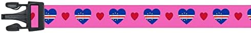  Dog Collar | I Love Cape Verde | Hearts | Great For National Holidays, Special Events, Festivals, Parades | Made In USA | XSmall Small Medium Large XLarge
