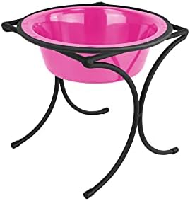  Platinum Pets Bistro Single Diner Feeder With Stainless Steel Dog Bowl, Small, Silver Vein