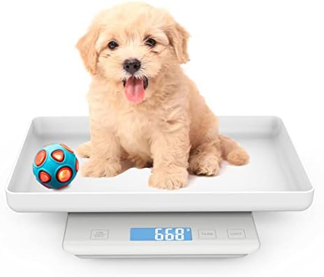  Digital Pet Scale With Tray - Perfect For Puppies, Newborns, Cats, Hamsters, Hedgehogs And Other Small Animals - 33lb/0.03oz Accuracy - White