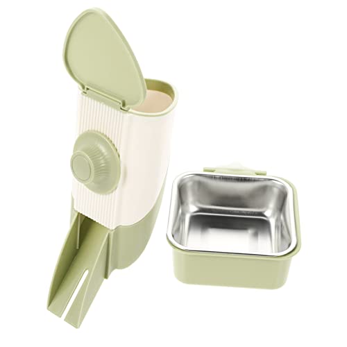  1 Set Steel Green Reusable Cat Automatic Pigs Bowls Rat Food Dog Accessories Hamster Rabbits Bottle Animal Pet Ferrets Parrots Hanging Cats Container Nuts Cage Feeder Household