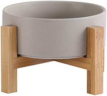  Ceramic Elevated Raised Cat Bowl With Wood Stand No Spill Pet Food Water Feeder Cats Small Dogs