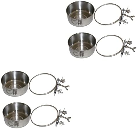  Mipcase 6 Pcs Feeder Metal Bird Feeder In House Bird Feeder Metal Dog Bowl Bird Cage Mount Bowl Water Bowl For Parakeet Bird Food Container Bird Feeder For Cage Feeding Basin For Bird Pet