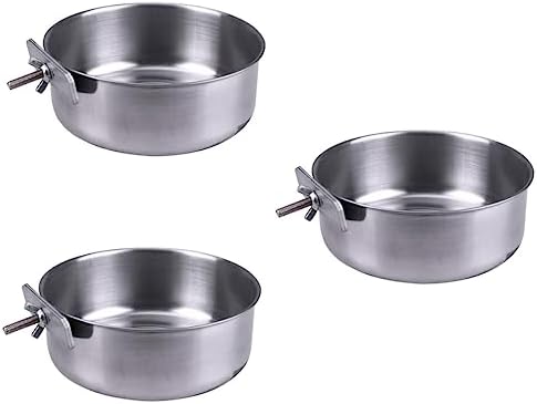  POPETPOP 3pcs Pet Hanging Food Bowl Stainless Steel Coop Cups Parrot Dish Dispenser Bowl For Parrot Bird Feeding Bowl Silver Food Box Feed Water Dog Water Bowls Bowl For Birds Bird Dish Cup