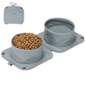  PETSFIT Collapsible Dog Bowls, 2 In 1 Portable Dog Bowl, Upgrade PVC Travel Water Bowl For Dogs Walking Parking Traveling With Carabiner (Double, Grey)