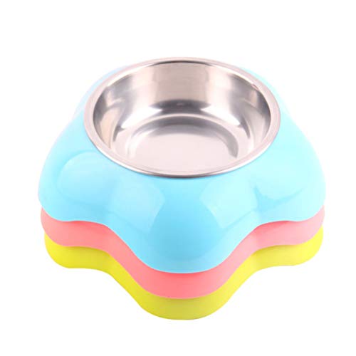  POPETPOP Raised Dog Feeder Raised Dog Feeder Pet Bowl Flower Shape Stainless Steel Double Food Feeding Basin Dish Container For Dog Cat Puppy (L) Puppy Puppy Feeder Puppy Feeder