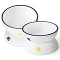  Hasense Tilted Cat Bowl Anti Vomiting, Double Raised Cat Bowls For Food And Water, Elevated Ceramic Small Dog Feeder, Protect Pet's Spine, Dishwasher Safe, Porcelain Slanted Dishes, White Set Of 2