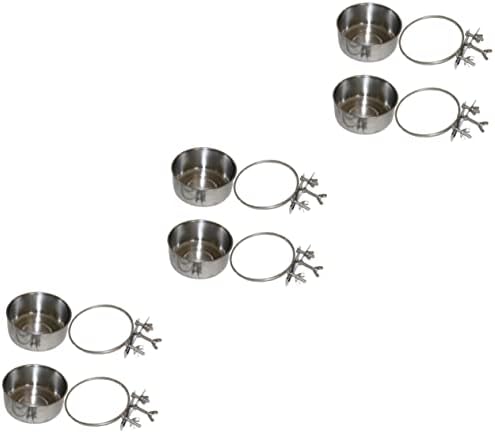  Mipcase 6 Pcs Feeder Metal Bird Feeder In House Bird Feeder Metal Dog Bowl Bird Cage Mount Bowl Water Bowl For Parakeet Bird Food Container Bird Feeder For Cage Feeding Basin For Bird Pet