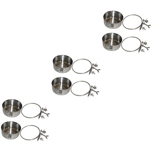  Mipcase 6 Pcs Feeder Metal Bird Feeder In House Bird Feeder Metal Dog Bowl Bird Cage Mount Bowl Water Bowl For Parakeet Bird Food Container Bird Feeder For Cage Feeding Basin For Bird Pet