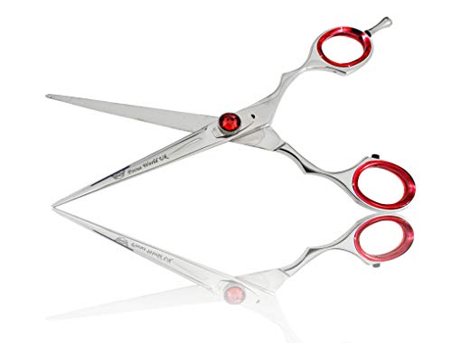  6.5 Inch Pets Grooming Scissors, Professional Dog Hair Cutting Scissors Perfect Size Free Storage Case (6.5" Red Jewel Scissors)