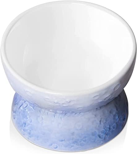  Hasense Tilted Cat Bowl Anti Vomiting, Double Raised Cat Bowls For Food And Water, Elevated Ceramic Small Dog Feeder, Protect Pet's Spine, Dishwasher Safe, Porcelain Slanted Dishes, White Set Of 2
