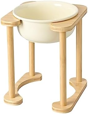  SPUNKYJUNKY Ceramics Elevated Dog Bowls Raised Dog Bowls With Non-Slip Stand For Medium Large Dog Food And Water Pet Feeding Bowl(Double 56OZ Bowl,Cream White)