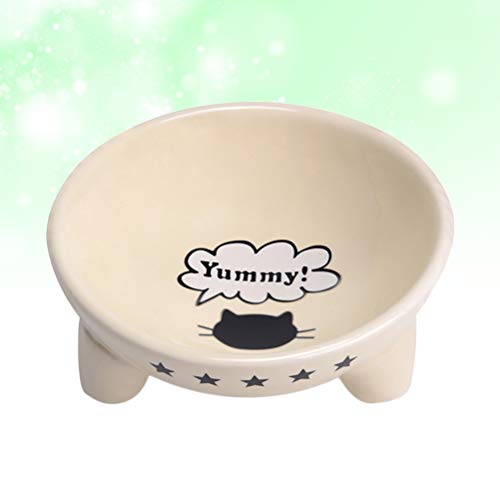  Cat Bowls Pet Bowl Pet Table Ceramic Bowl Dogs Cat Food Bowl Small Pet Dish On Stand Dog Food And Water Bowls (White) Cat Bowl