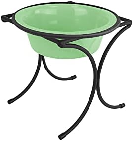  Platinum Pets Bistro Single Diner Feeder With Stainless Steel Dog Bowl, Small, Silver Vein