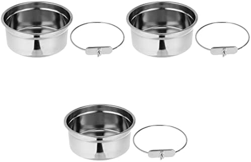  For Feeder Steel Stainless Hook Cups- Cat Dogs Cats, Bowl, Water Coop Parrot Dishes Feeding Cups Rabbit Size With Bowl Bowls Dog Hanging Bird Food Cage Animal And Small Clamp,