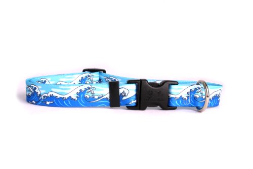  Mystic Waves Blue Dog Collar - Size Large 18" To 28" Long