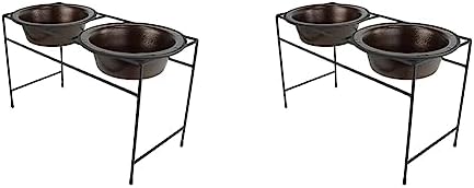  Platinum Pets Double Diner Feeder With Stainless Steel Dog Bowls, 3.5 Cup/28 Oz, Midnight Black, Medium