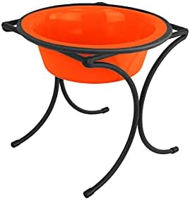  Platinum Pets Bistro Single Diner Feeder With Stainless Steel Dog Bowl, Small, Silver Vein