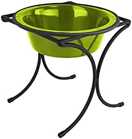  Platinum Pets Bistro Single Diner Feeder With Stainless Steel Dog Bowl, Small, Silver Vein