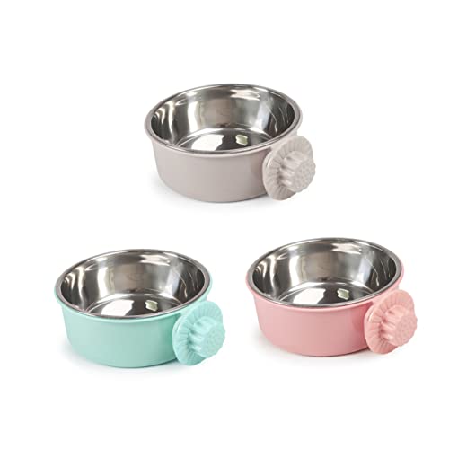  Mipcase 3pcs Size Pet Budgies Parrot Birds Cup Hanging Water Dog Small Puppy For Bows Chinchilla Conure Feeder Food Pets Feeders Bowl Cage Supplies Dish S Coop Macaw Bird Animal Grey