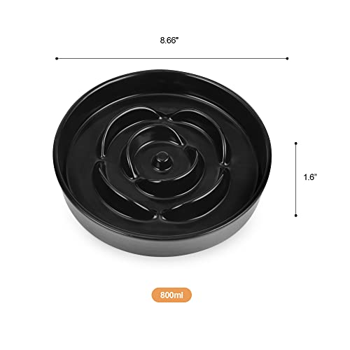  Sted Slow Feeder Dog Bowls Ceramic, 2.5 Cups Slow Feeder Dog Bowls Small Medium Breed, Dog Food Bowls, Heavy Premium Ceramic Dog Bowls, Help Dog Slow Down Eating, Diameter 8.6 In & Tall 1.6 In, Black