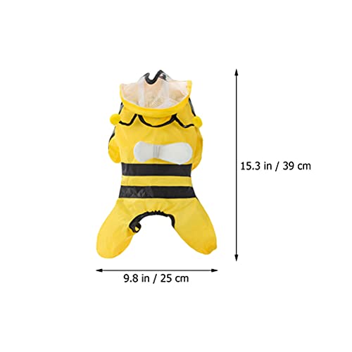  1 Pc Pet Bee Shaped Rain Slicker Hooded Raincoat Stylish Pet Raincoat For Dog Dog Sweater