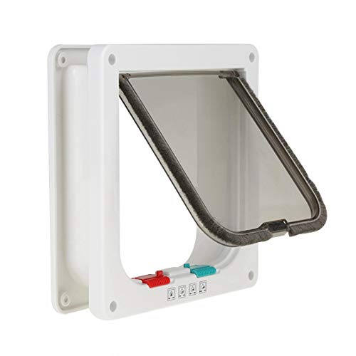  Cyrank Cat Door, 4 Way Locking Durable Cat Flap Door Interior Cat Door For Cat Litter Box Or Automatic Feeder