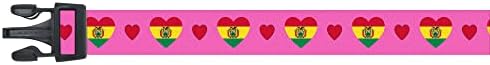  Dog Collar | I Love Bolivia | Hearts | Great For National Holidays, Special Events, Festivals, Parades | Made In USA | XSmall Small Medium Large XLarge
