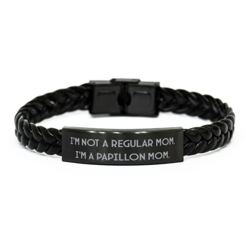 GENERIC I'm Not A Regular Mom. I'm A. Braided Leather Bracelet, Papillon Dog Present From Friends, Cool Engraved Bracelet For Dog Mom, Dog Toys, Dog Beds, Dog Collars, Dog Food, Dog Treats