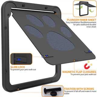  Dog Door For Sliding Door, Screen Porch Doggie Door Cat Door Automatic Closing,Magnetic Self-Closing Screen Door With Locking Function, Sturdy Screen Door For Small Dogs Cats
