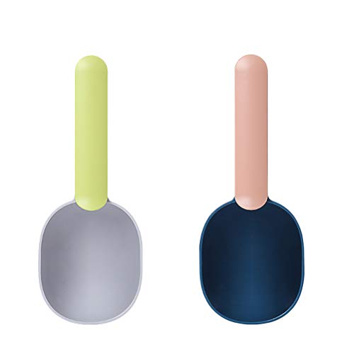  TEHAUX Pet Water Dispenser -5pcs Convenient Pet Dog Cat Food Shovel Scoop Useful Feeder Tool Small Pet Dog Cat Supplies (Gray Green, White Blue, White Gray, Blue Pink, Coffee Pink Each 1PC)