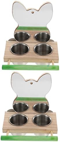  EVANEM 2 Pcs Food Cup Parakeet Perch Squirrel Feeders Comida Para Periquitos Bird Feeder With Mirror Bird Feeding Dish Cups Bird Hanging Water Feeder Bird Grinding Perch Parrot Feeder Pet (Color : As