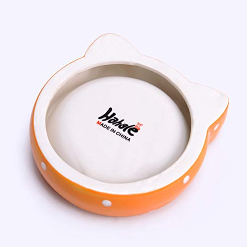  Pet Bowl Cartoon Cat Ear Bowl Ceramics Food Feeding Bowl Pet Feeder Pet Supplies For Cat Dog (Yellow)