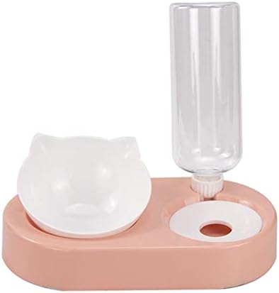  AYENCI Cat Automatic Water, Dog Food Bowl With Stand Automatic Water Storage Dispenser 2 In1 Pet Cat Food Bowl Water Bottle Pet Supplies Cat Food Container (Color : Pink)