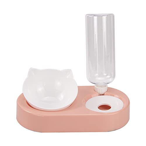  AYENCI Cat Automatic Water, Dog Food Bowl With Stand Automatic Water Storage Dispenser 2 In1 Pet Cat Food Bowl Water Bottle Pet Supplies Cat Food Container (Color : Pink)