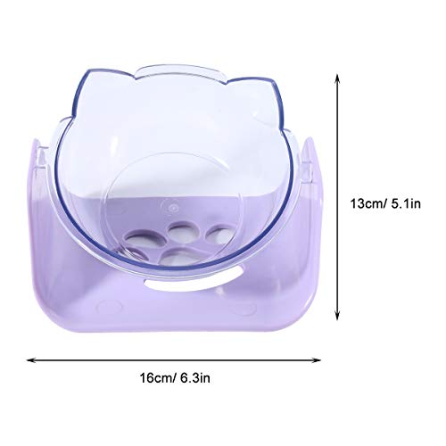  Pet Bowl 1PC Cat Shaped Bowl Neck Bowl Adjustable Tilted Food Bowl Pet Feeder Drinking Bowl Non- Slip Transparent Bowl (Purple)