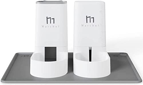  Marchul Cat Dog Feeder And Waterer Pet Self-Dispensing, Cat Food Dispenser, Automatic Cat Feeders, Outdoor Sun Protection Design Gravity Food Feeder And Waterer Set (Feeder+Waterer)